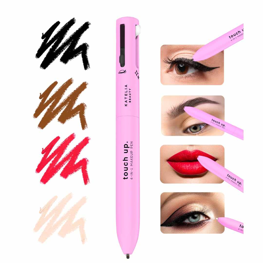 Stylo de maquillage 4 en 1 multifonction pour correction, contour, illuminateur et anti-cernes compact et portable