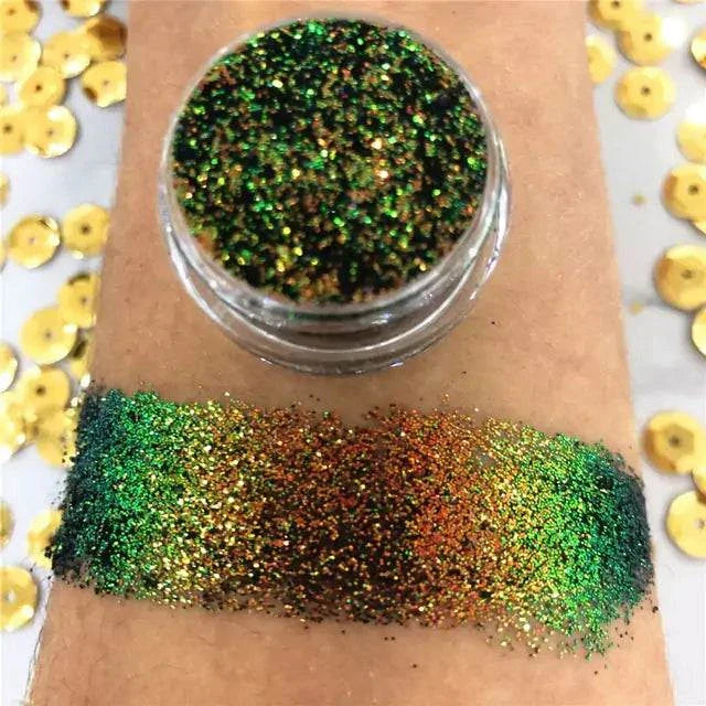Fard à paupières caméléon aux teintes changeantes et éclatantes pour un maquillage captivant.